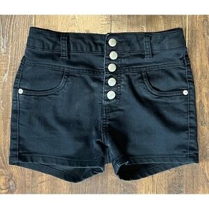 Bongo Girls Black Denim High Waisted Button Fly Shorts Size 10 762994015889